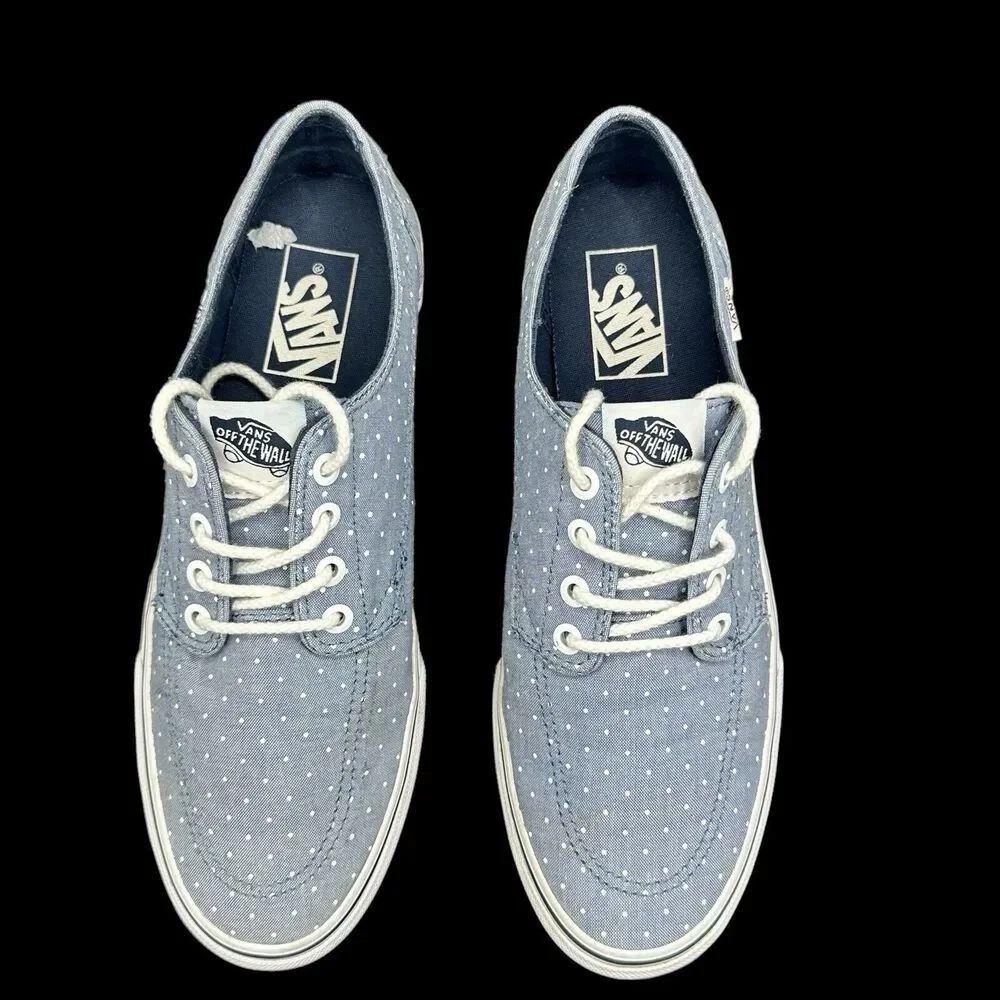 Vans Off The Wall Lace Up Polka Dot Sneakers Blue & White US Men 8/Women 9.5